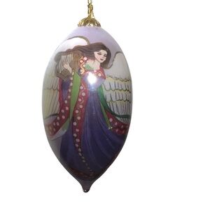 Pier 1 2005 Li Bien Christmas Ornament Angel Drop Inside Painted Glass 5" W/Box
